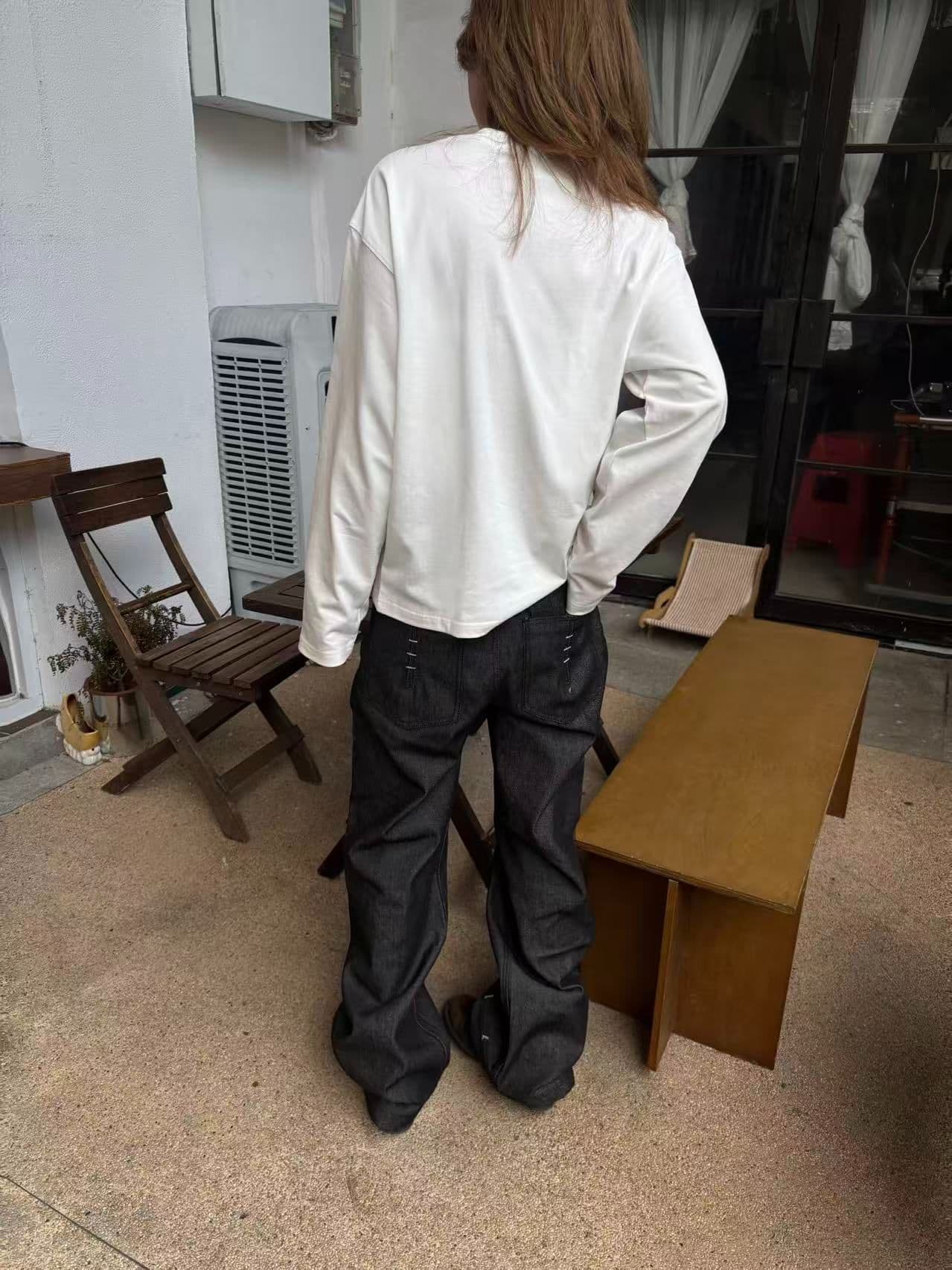 봄 가을 새로운 이후 패키지 칼라 긴팔 라운드 넥 티셔츠 별 알파벳 프린트 이미지 3