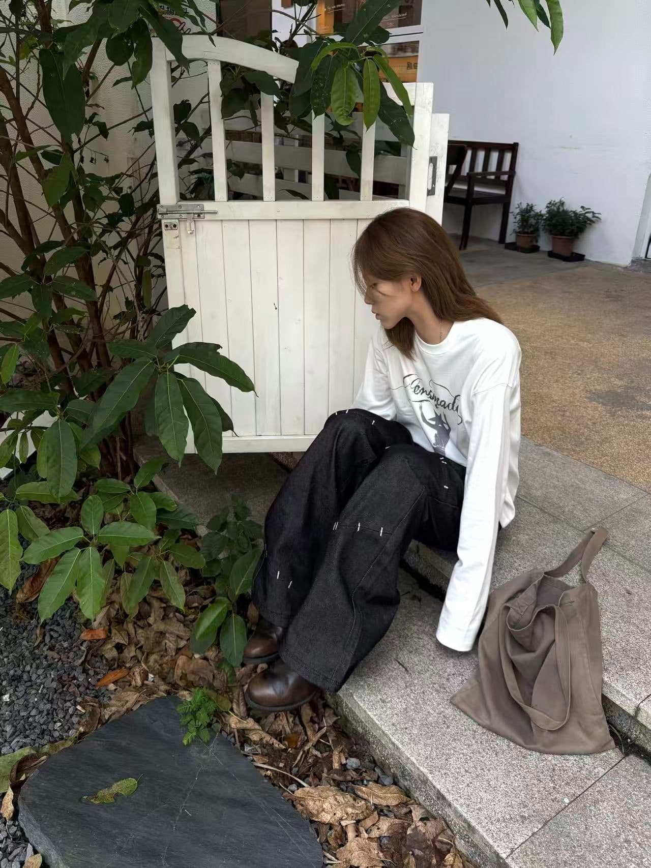 봄 가을 새로운 이후 패키지 칼라 긴팔 라운드 넥 티셔츠 별 알파벳 프린트 상세 이미지 6