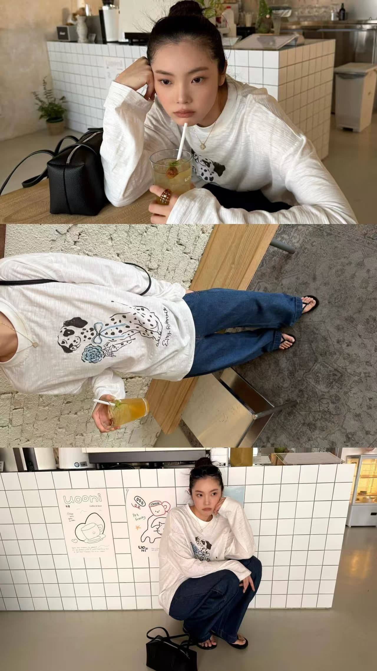 새로운 출처 생방송 품질 긴팔 태양 보호 셔츠 기본 셔츠 개 프린트 상세 이미지 4