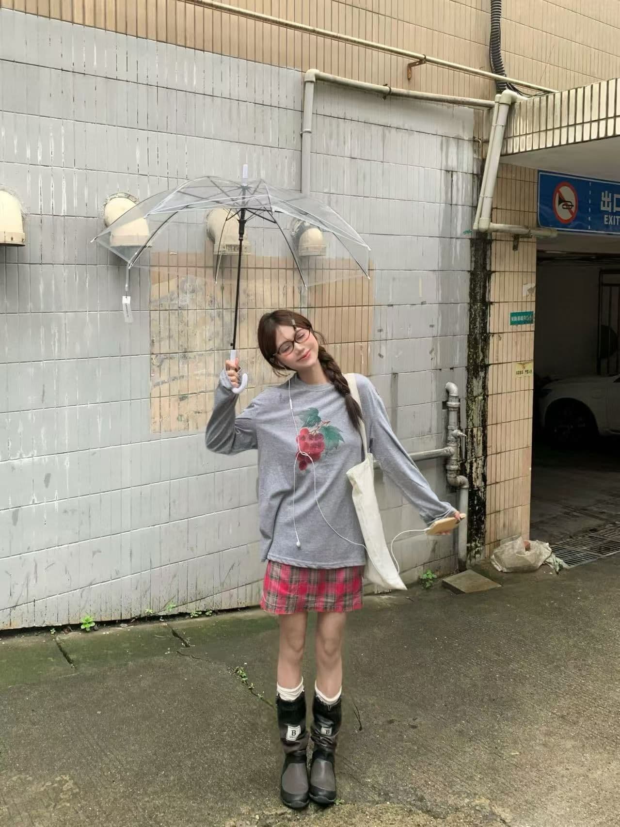 봄 가을 새로운 이후 패키지 칼라 긴팔 라운드 넥 티셔츠 포도 프린트 맨위 이미지 3