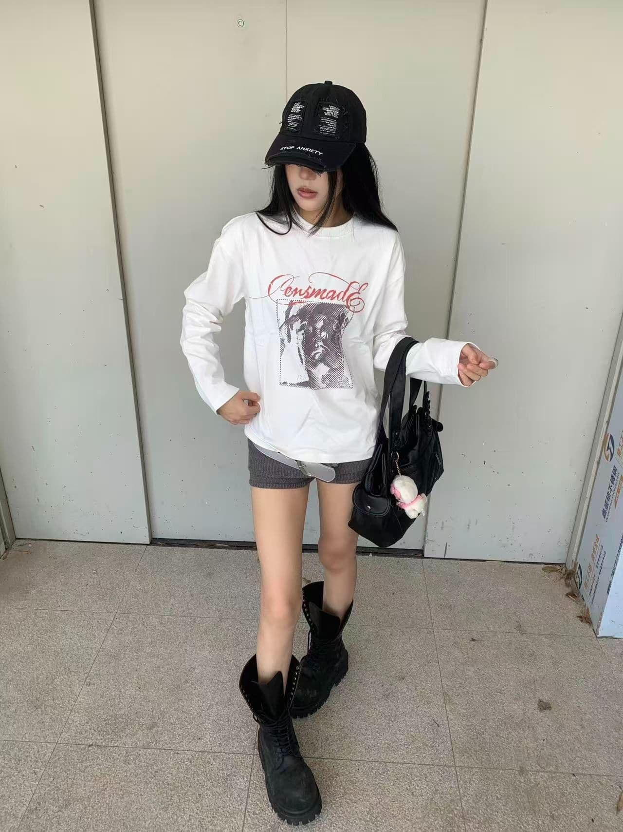 봄 가을 새로운 이후 패키지 칼라 긴팔 라운드 넥 티셔츠 알파벳 프린트 맨위 이미지 4