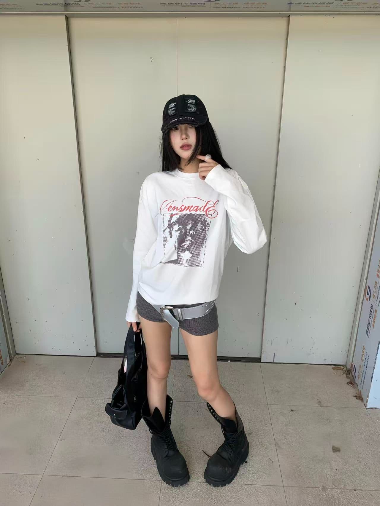봄 가을 새로운 이후 패키지 칼라 긴팔 라운드 넥 티셔츠 알파벳 프린트 맨위 상세 이미지 5