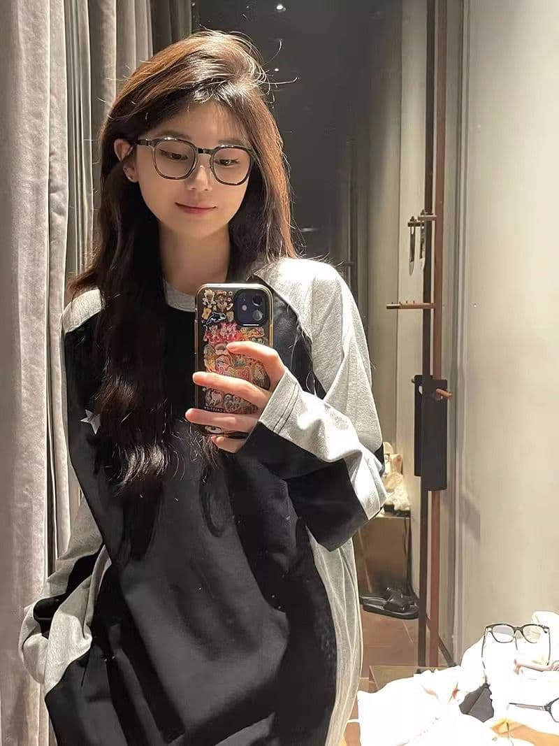 새로운 프린트 이후 패키지 칼라 200 kg 특별 빅 사이즈 아메리칸 배색 후드티 상세 이미지 2