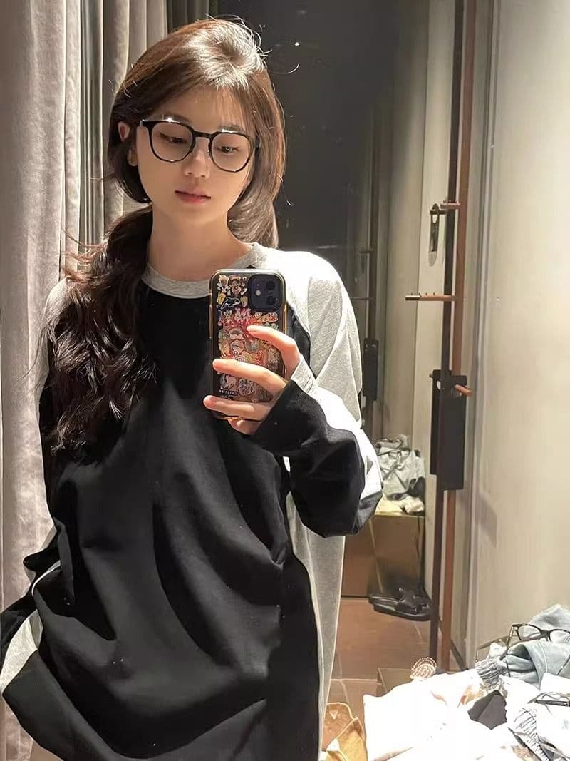 새로운 프린트 이후 패키지 칼라 200 kg 특별 빅 사이즈 아메리칸 배색 후드티 상세 이미지 3