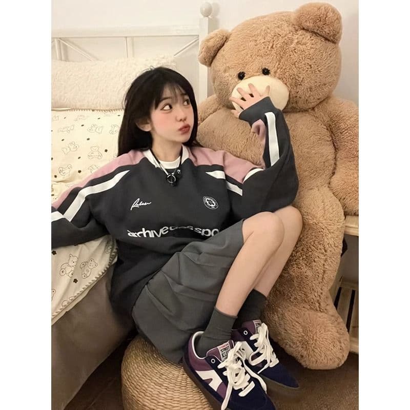 새로운 당겨서 기사 프린트 300 근 특별 빅 사이즈 여성 후드티 이미지 3