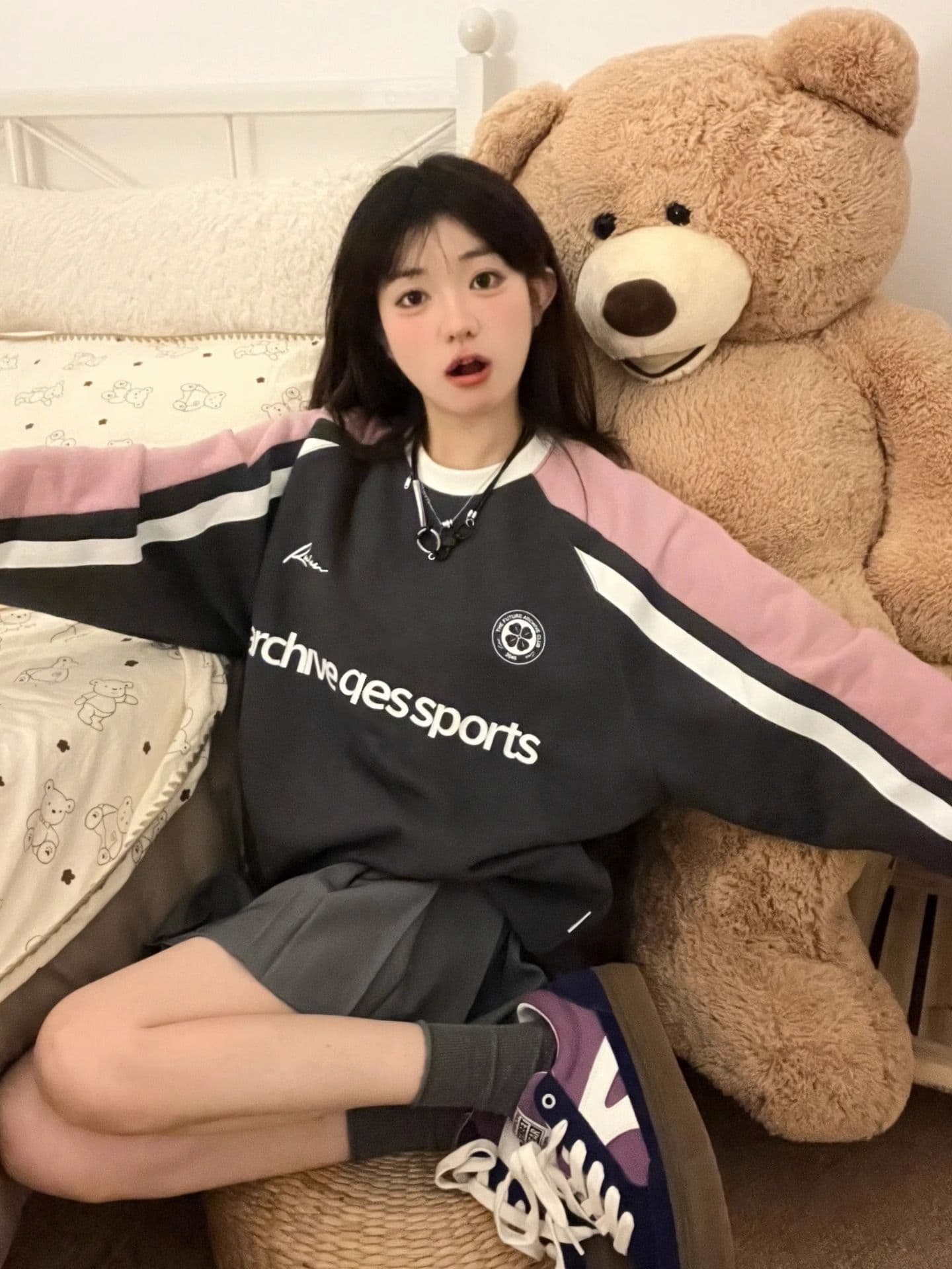 새로운 당겨서 기사 프린트 300 근 특별 빅 사이즈 여성 후드티 상세 이미지 2