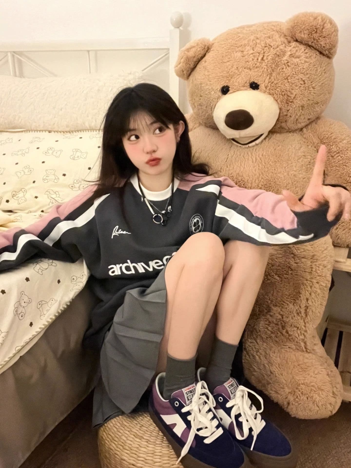 새로운 당겨서 기사 프린트 300 근 특별 빅 사이즈 여성 후드티 상세 이미지 3