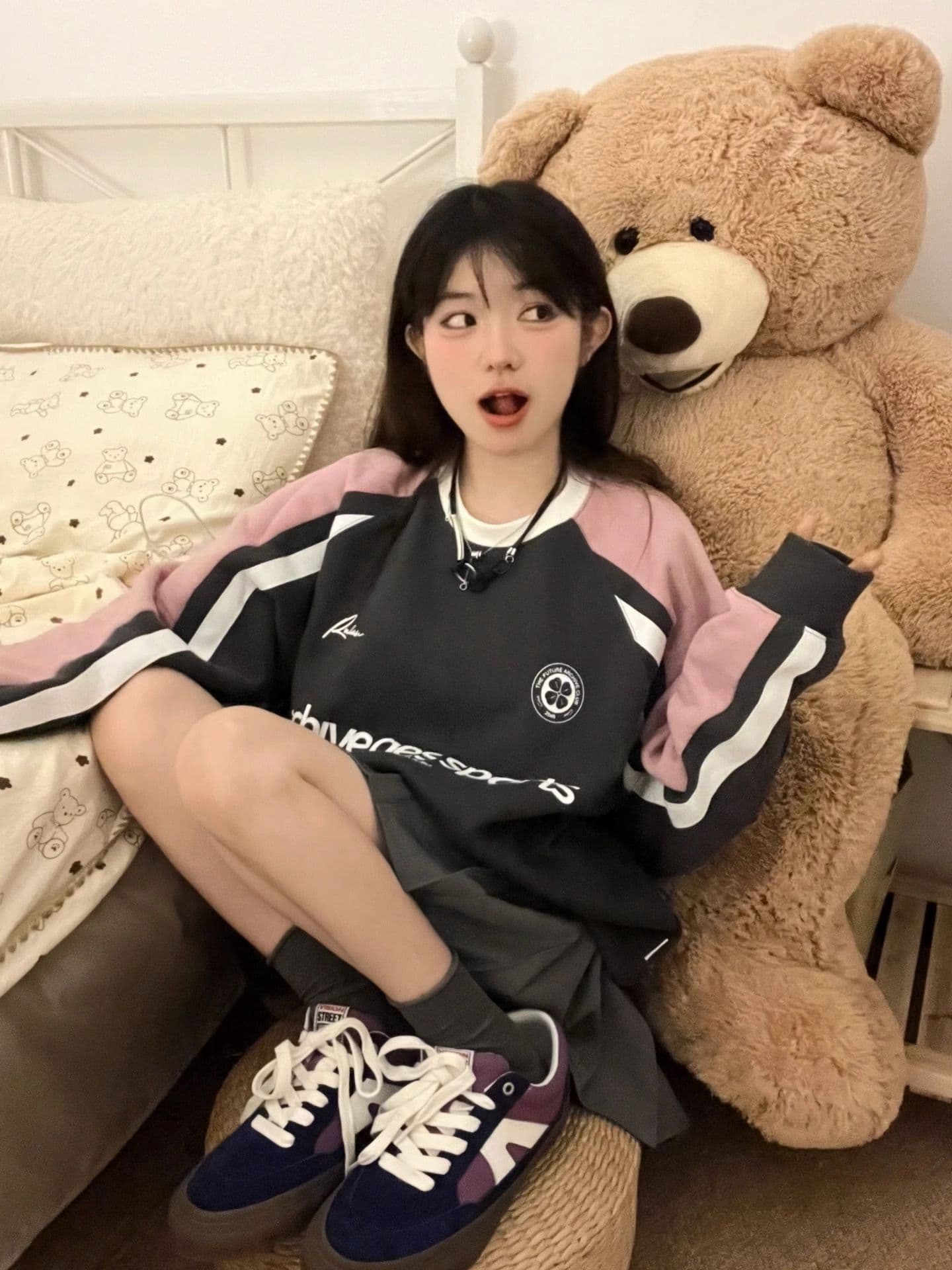 새로운 당겨서 기사 프린트 300 근 특별 빅 사이즈 여성 후드티 상세 이미지 4