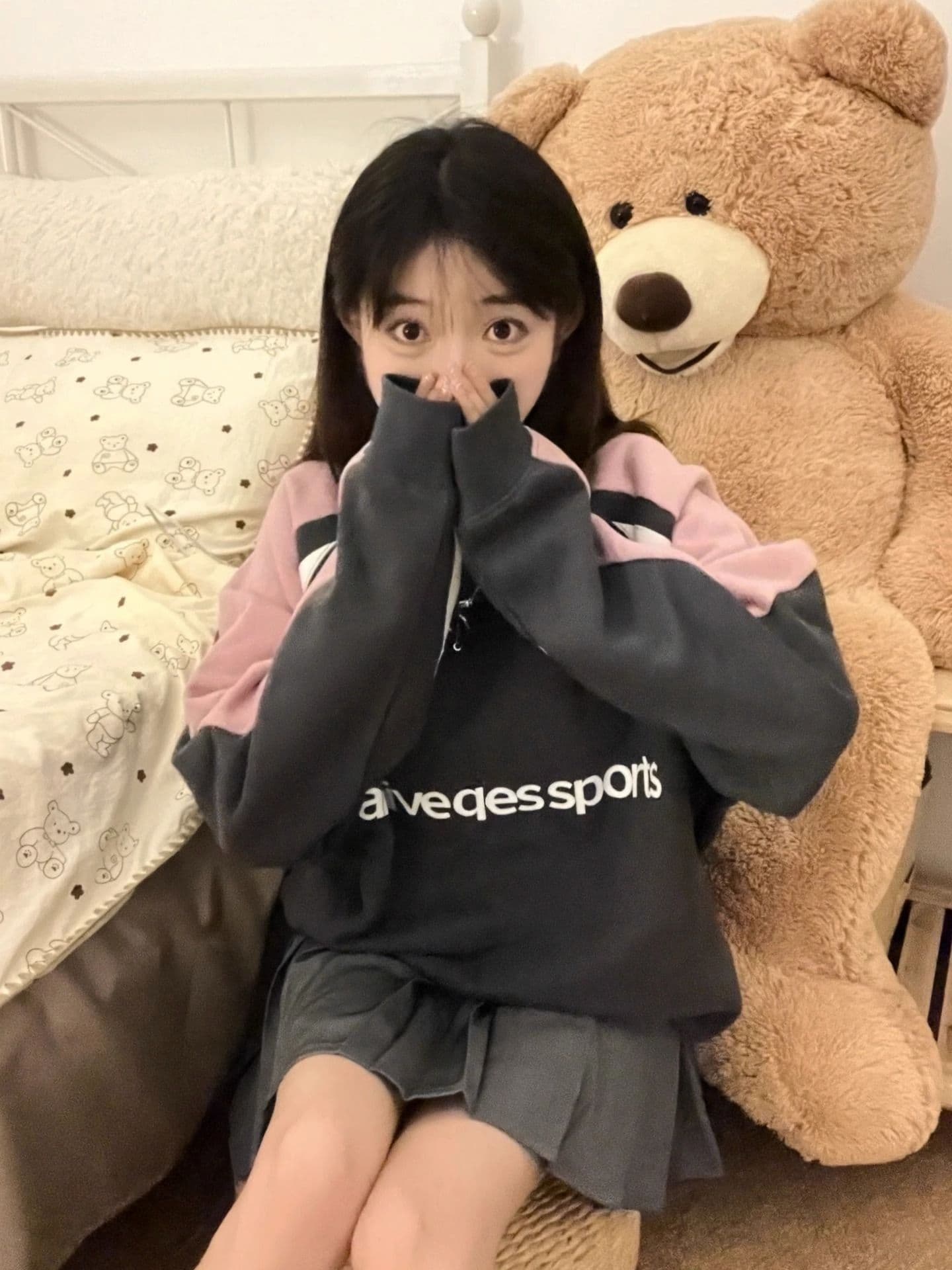 새로운 당겨서 기사 프린트 300 근 특별 빅 사이즈 여성 후드티 상세 이미지 7