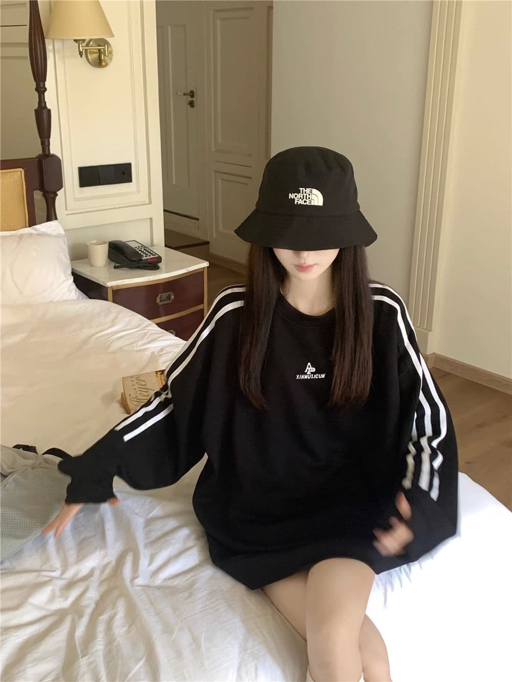 새로운 자수 당겨서 기사 300 근 특별 빅 사이즈 후드티 여성 상세 이미지 3