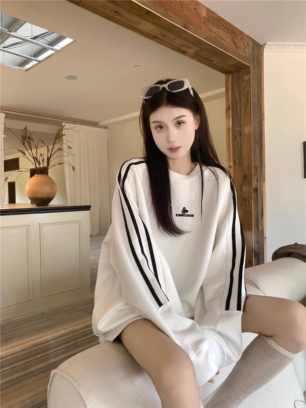 새로운 자수 당겨서 기사 300 근 특별 빅 사이즈 후드티 여성 상세 이미지 12