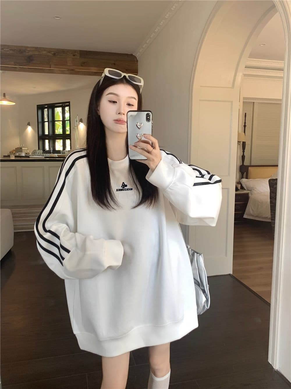 새로운 자수 당겨서 기사 300 근 특별 빅 사이즈 후드티 여성 상세 이미지 21