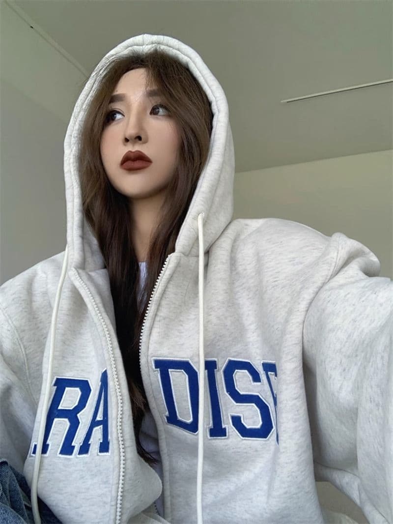 새로운 자수 이중층 모자 300 근 특별 빅 사이즈 재킷 상세 이미지 3