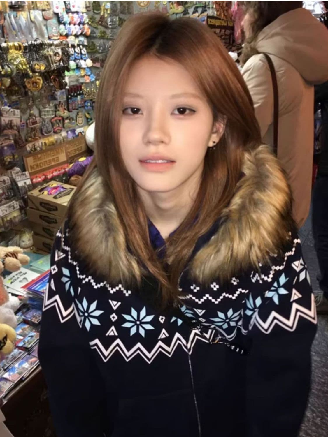 새로운 칼라 수 있습니다. 해체 모피 칼라 후드 티 스웨터 여자 가을 겨울 루즈핏 다용도 카디건 코트 이미지 4