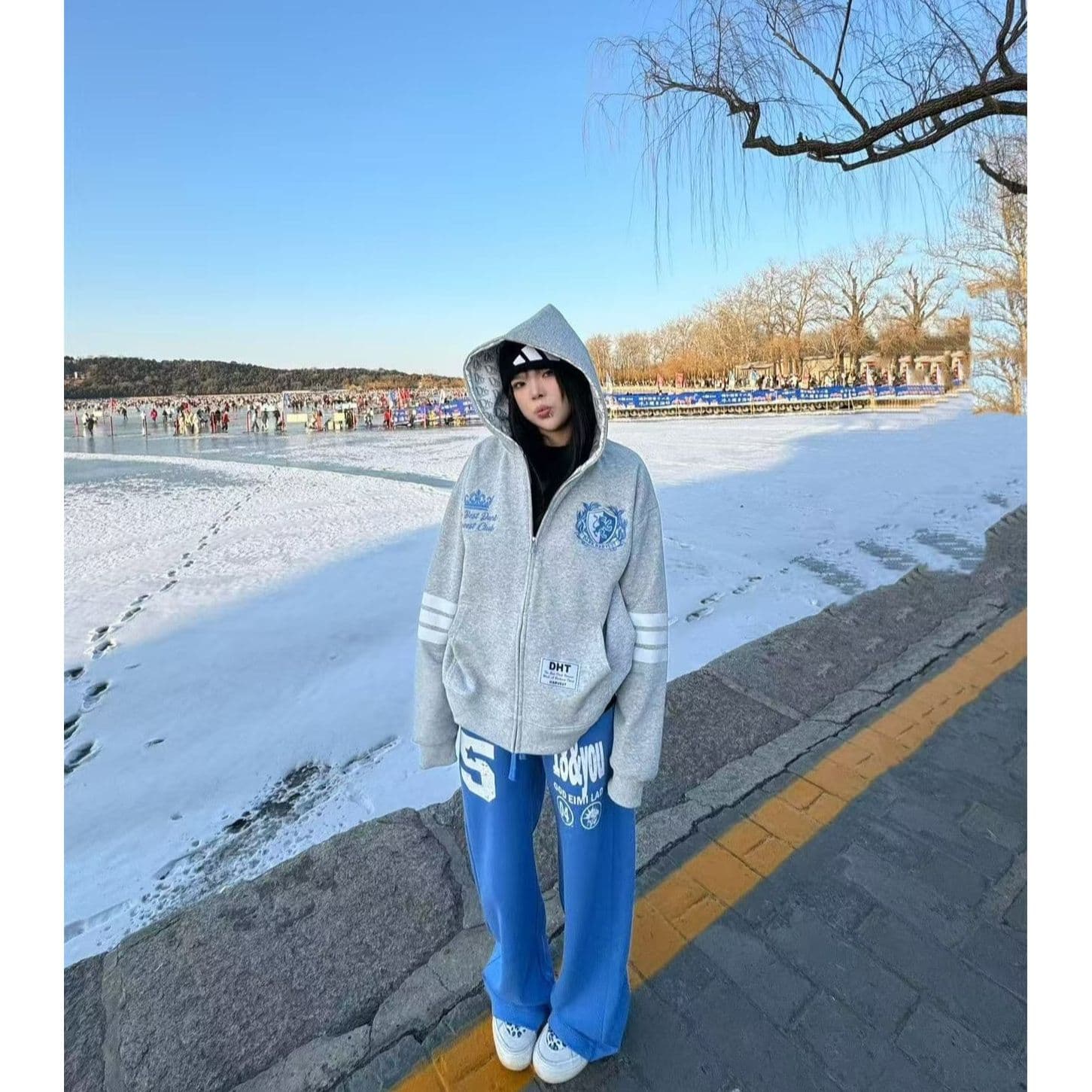 새로운 얇은 두꺼움 원본 솜씨 있음 언더 이후 패키지 모자 패치워크 지퍼 인사이드 펌프 솜씨 자수 이미지 2