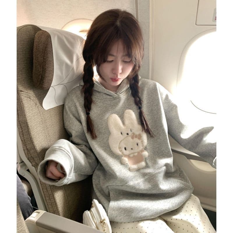 새로운 얇은 두꺼움 원본 솜씨 없음 모자 로프 자수 가을 겨울 후드 루즈핏 후드티 이미지 2