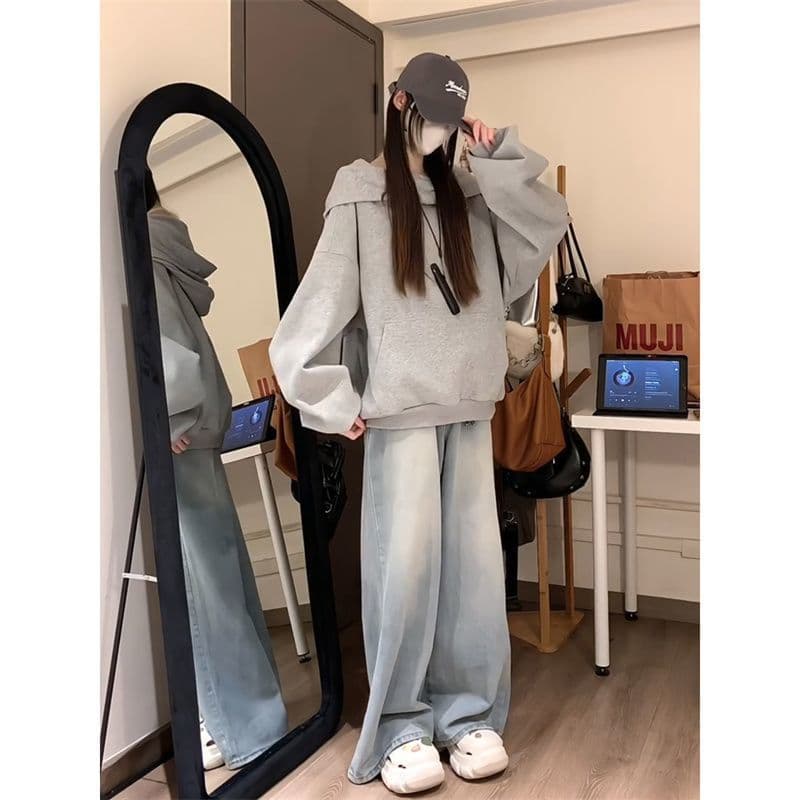 새로운 얇은 스타일 털이 있는 경기 휘장 장식 루즈핏 에디션 후드 티 스웨터 이미지 4