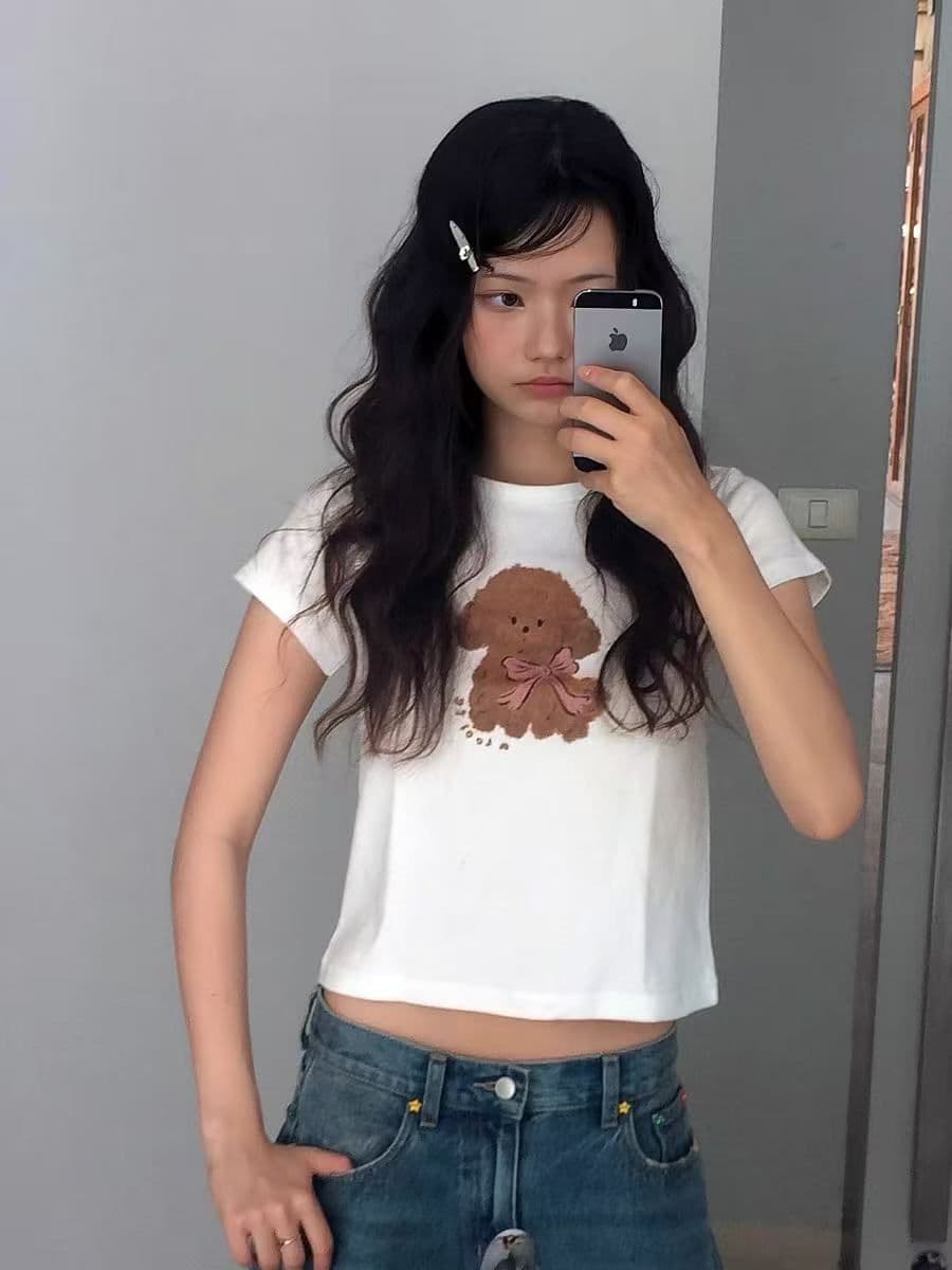 새로운 출처 생방송 품질 이후 패키지 칼라 높은 탄력성 몸매 가꾸기 개 프린트 이미지 4