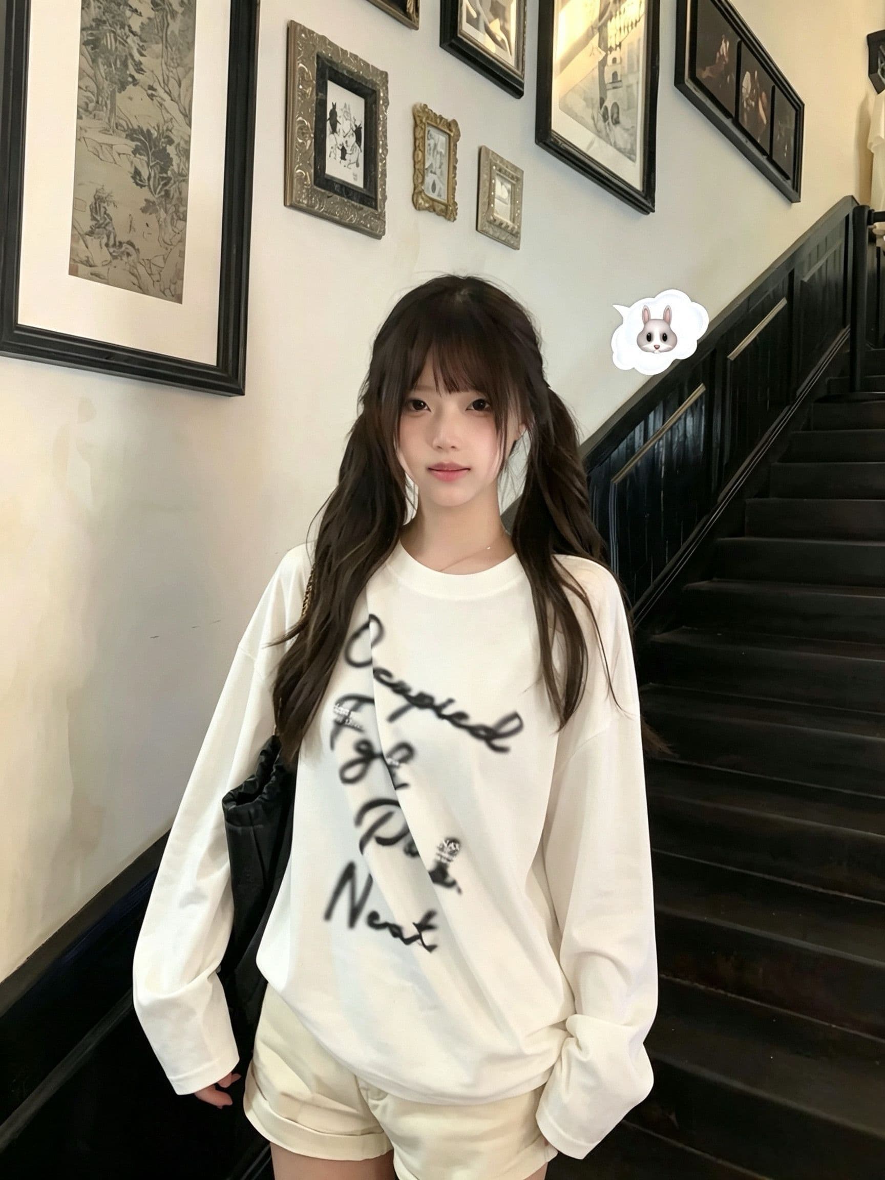 봄 가을 새로운 이후 패키지 칼라 긴팔 라운드 넥 티셔츠 알파벳 프린트 맨위 상세 이미지 2