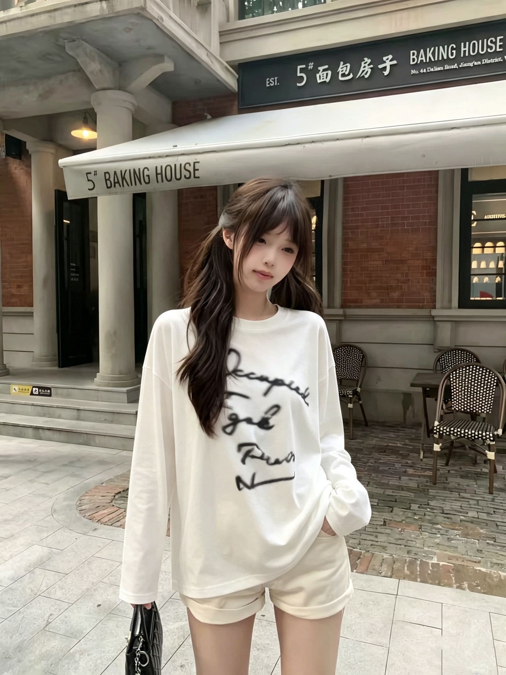 봄 가을 새로운 이후 패키지 칼라 긴팔 라운드 넥 티셔츠 알파벳 프린트 맨위 상세 이미지 3