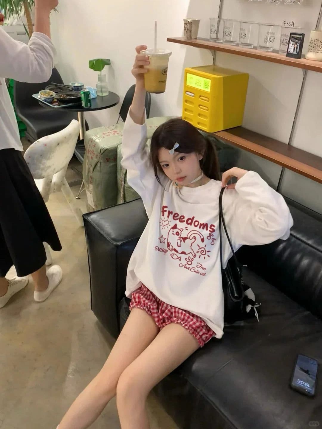 봄 가을 새로운 이후 패키지 칼라 긴팔 라운드 넥 t 고양이 프린트 맨위 상세 이미지 5
