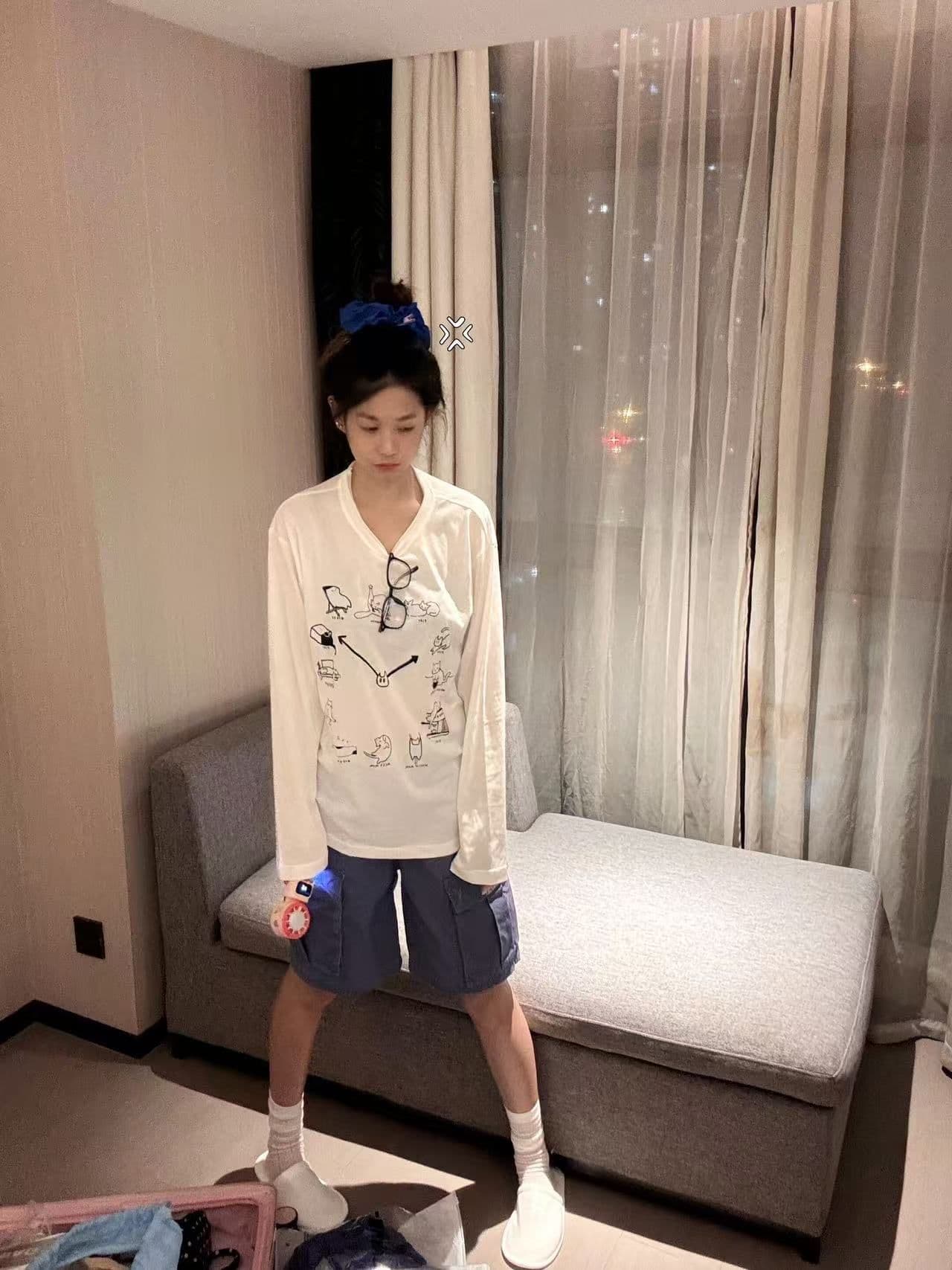 새로운 출처 생방송 품질 긴팔 태양 보호 셔츠 기본 셔츠 고양이 시계 상세 이미지 8