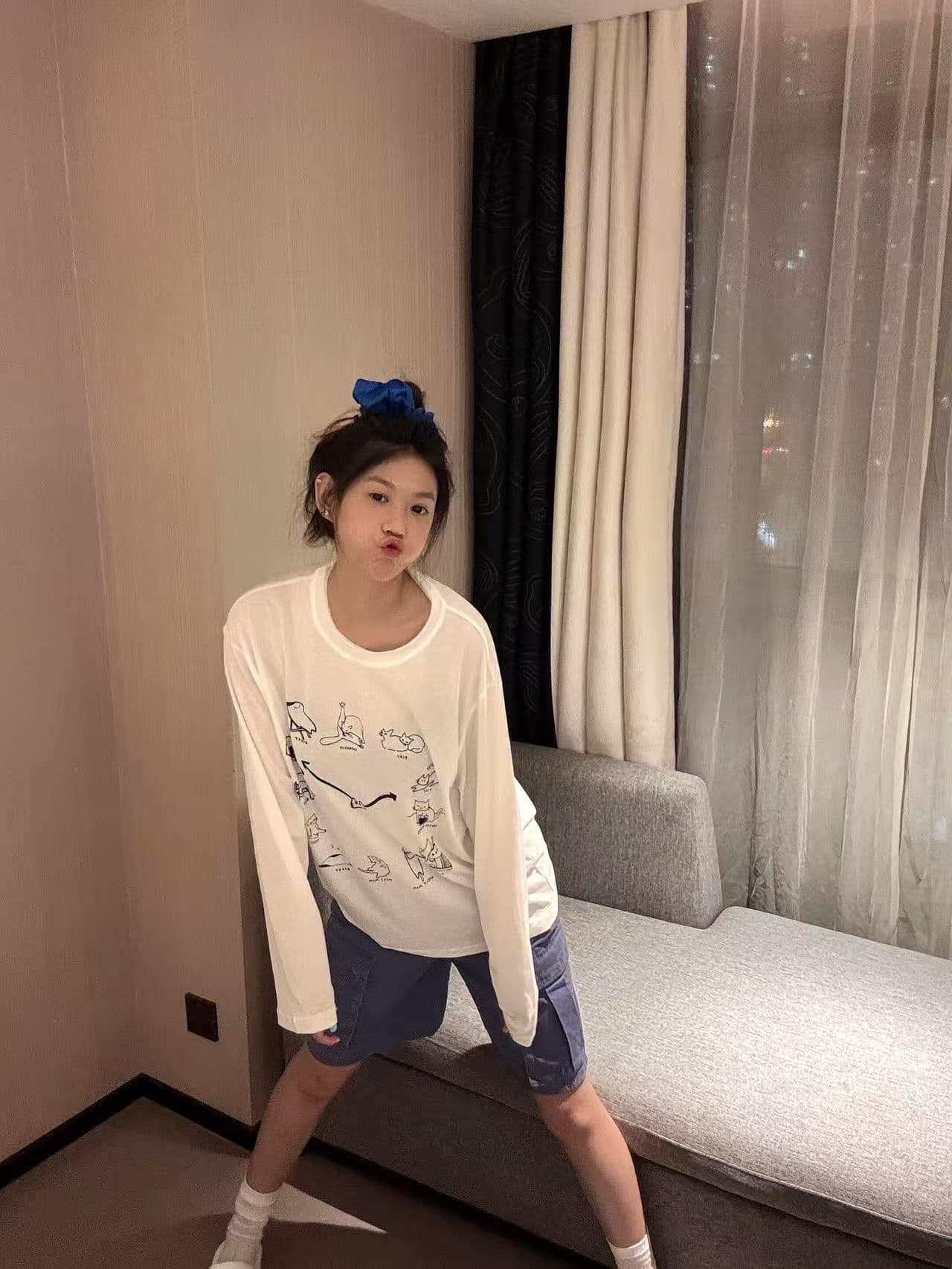 새로운 출처 생방송 품질 긴팔 태양 보호 셔츠 기본 셔츠 고양이 시계 상세 이미지 9