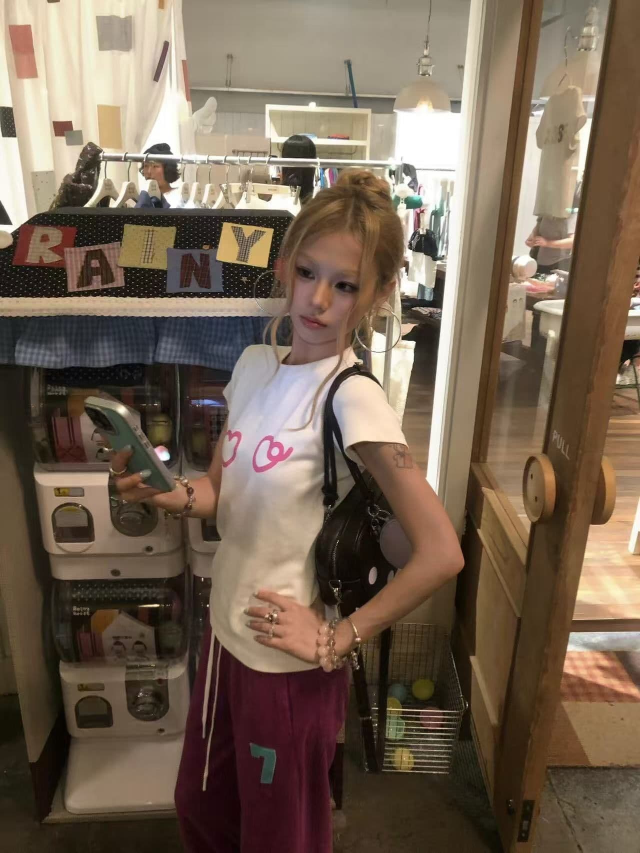새로운 출처 생방송 품질 이후 패키지 칼라 높은 탄력성 몸매 가꾸기 하트 프린트 상세 이미지 6