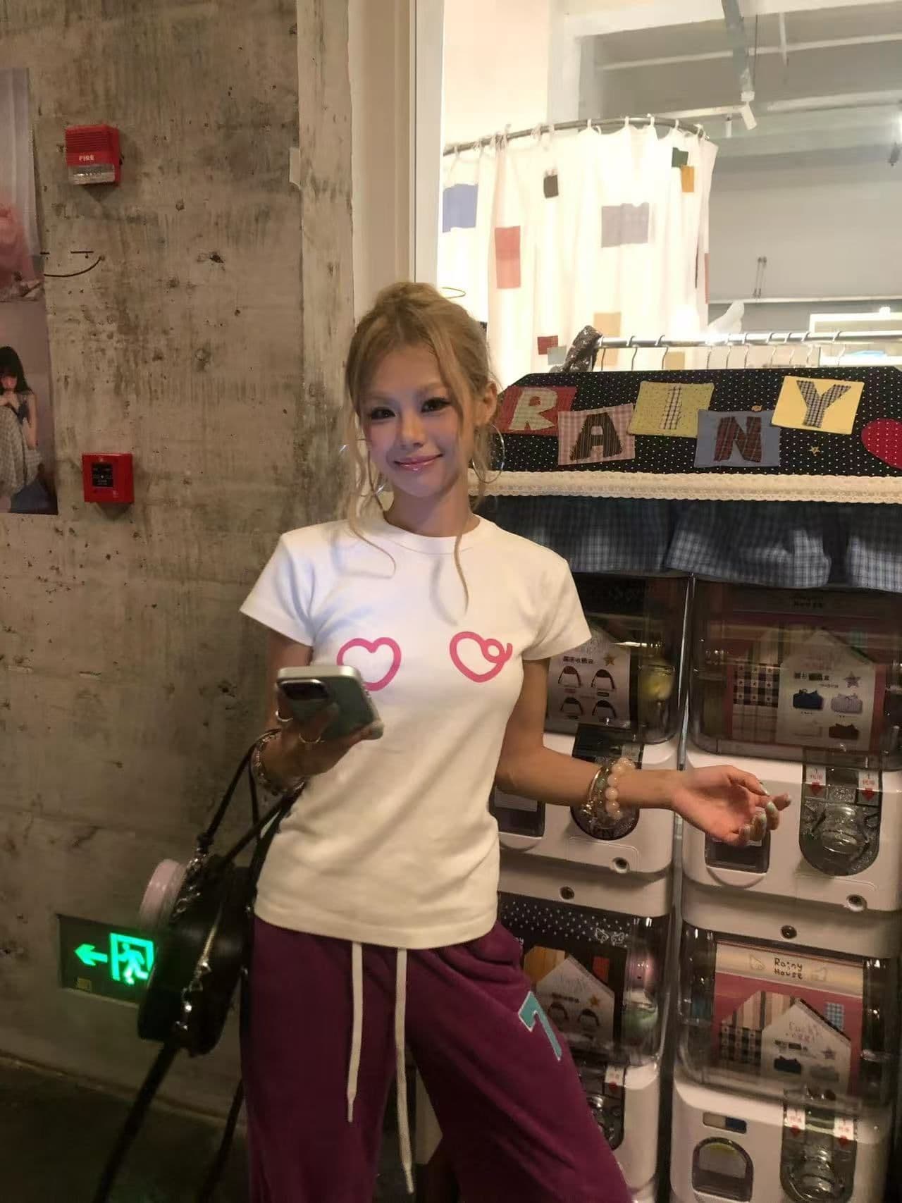 새로운 출처 생방송 품질 이후 패키지 칼라 높은 탄력성 몸매 가꾸기 하트 프린트 상세 이미지 7
