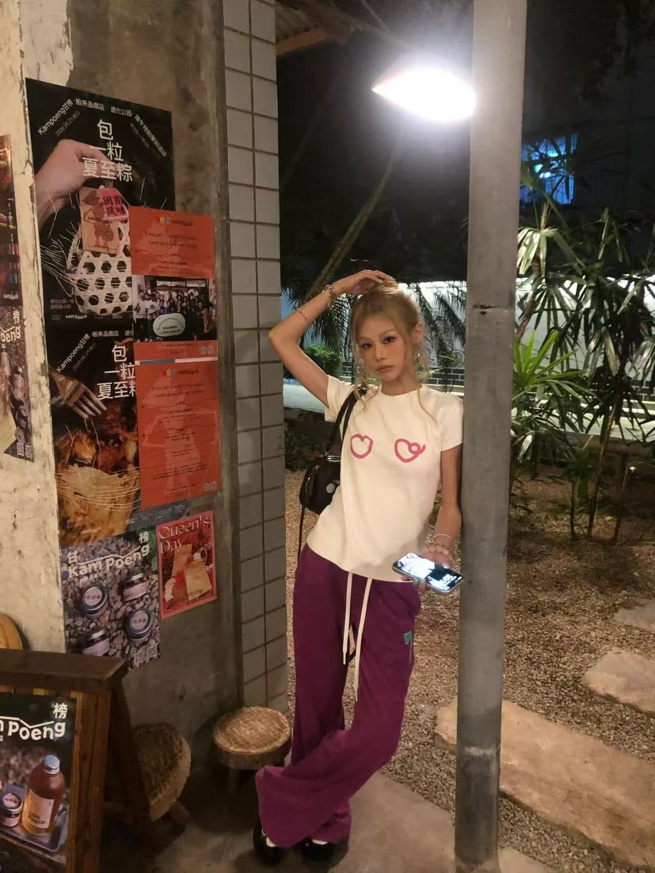 새로운 출처 생방송 품질 이후 패키지 칼라 높은 탄력성 몸매 가꾸기 하트 프린트 상세 이미지 9
