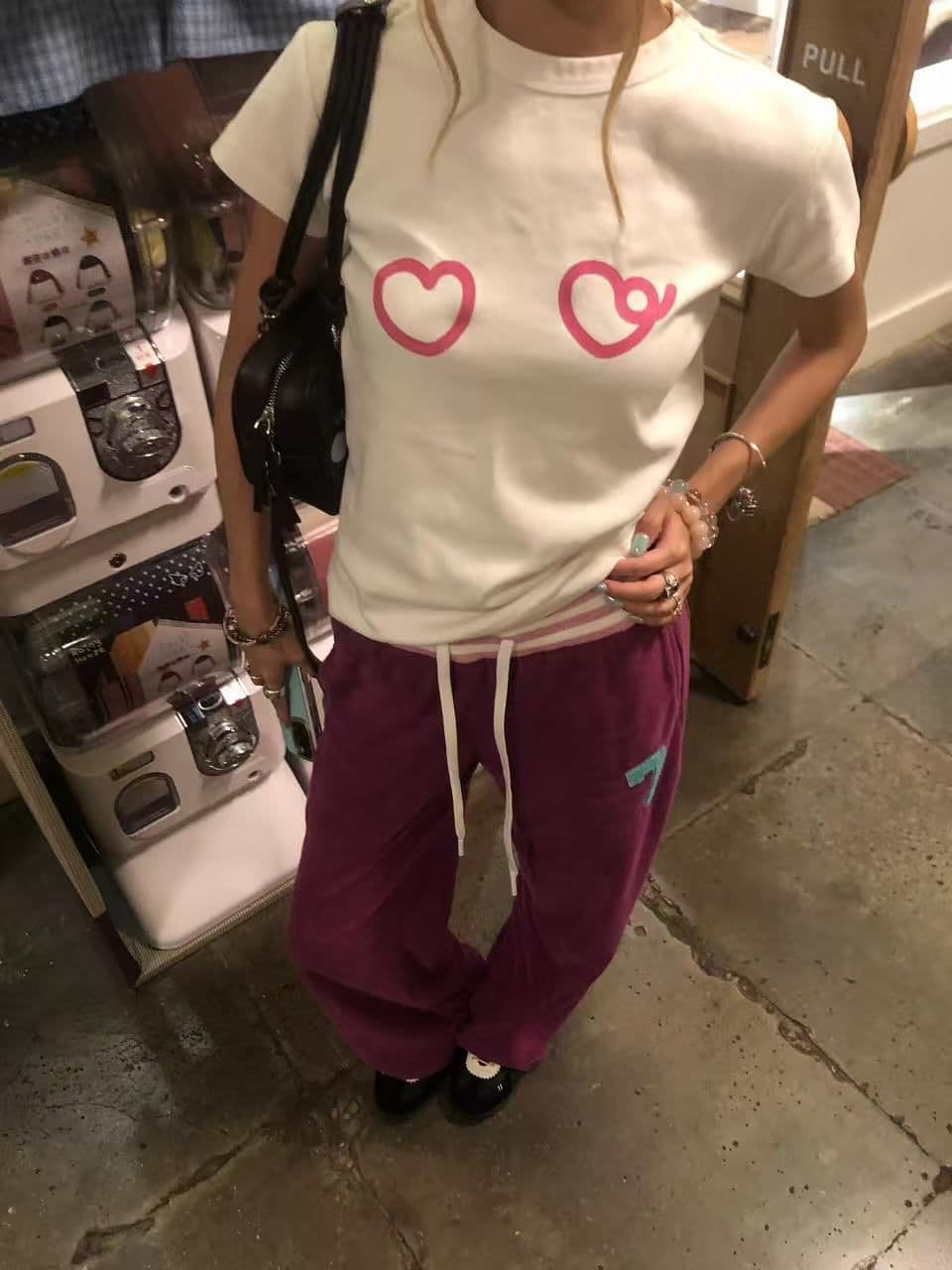 새로운 출처 생방송 품질 이후 패키지 칼라 높은 탄력성 몸매 가꾸기 하트 프린트 상세 이미지 10