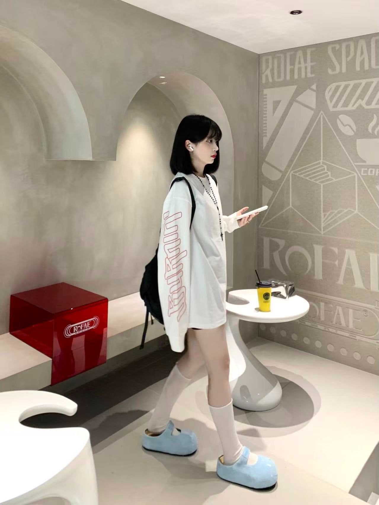 봄 가을 새로운 이후 패키지 칼라 긴팔 Luokou t 소매 알파벳 이미지 2