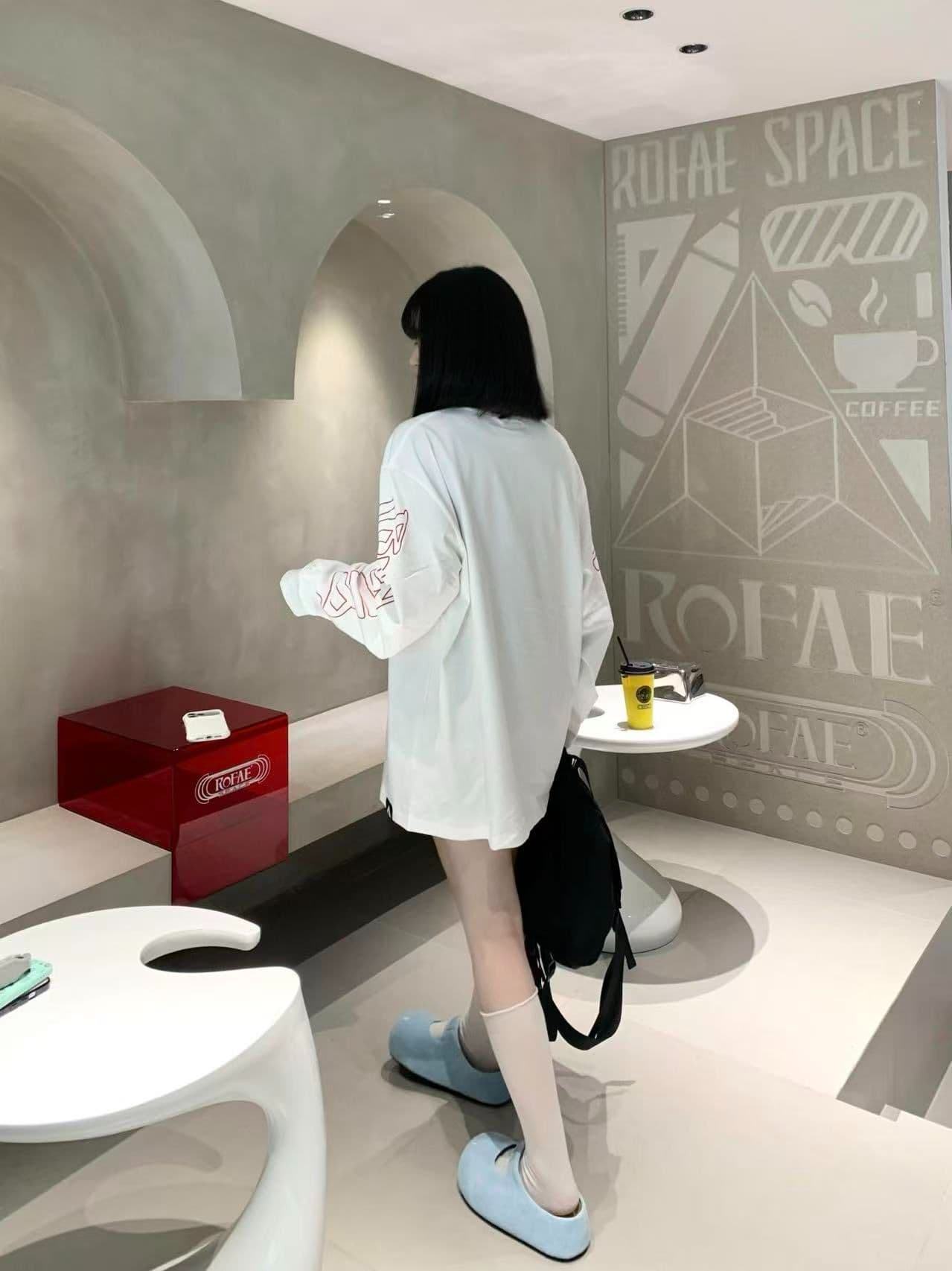 봄 가을 새로운 이후 패키지 칼라 긴팔 Luokou t 소매 알파벳 상세 이미지 7