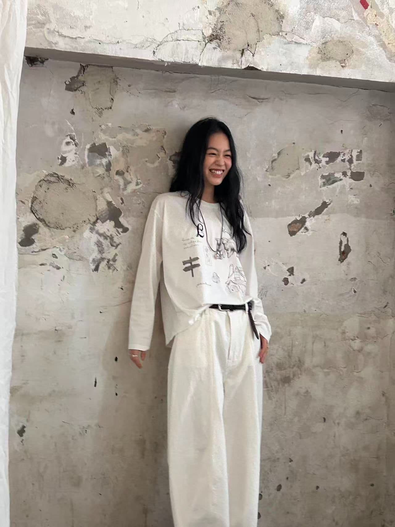 봄 가을 새로운 이후 패키지 칼라 긴팔 라운드 넥 티셔츠 만화 프린트 맨위 이미지 4