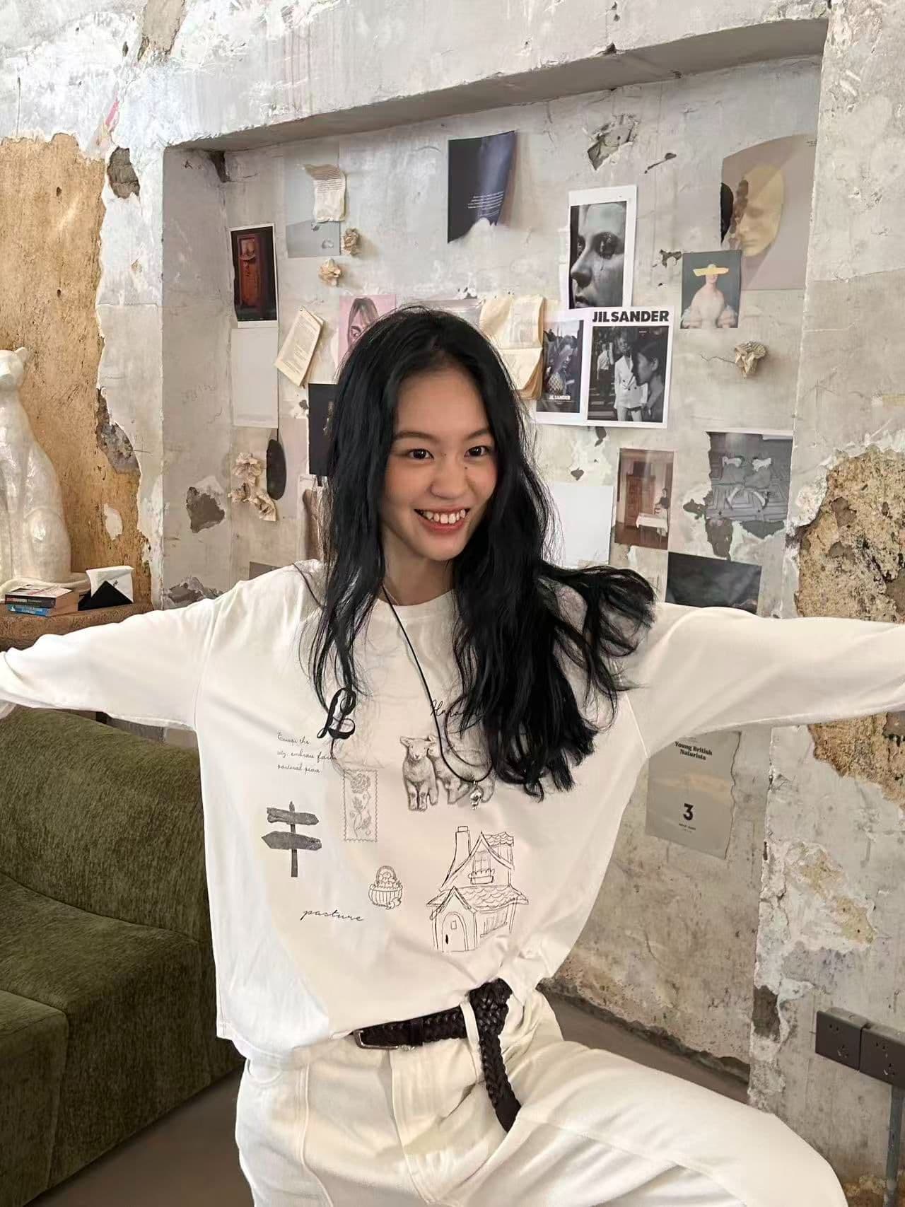 봄 가을 새로운 이후 패키지 칼라 긴팔 라운드 넥 티셔츠 만화 프린트 맨위 상세 이미지 2