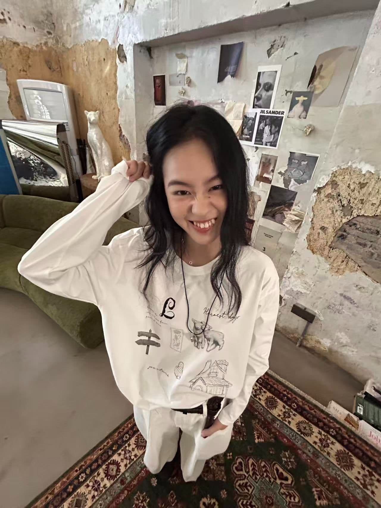 봄 가을 새로운 이후 패키지 칼라 긴팔 라운드 넥 티셔츠 만화 프린트 맨위 상세 이미지 3