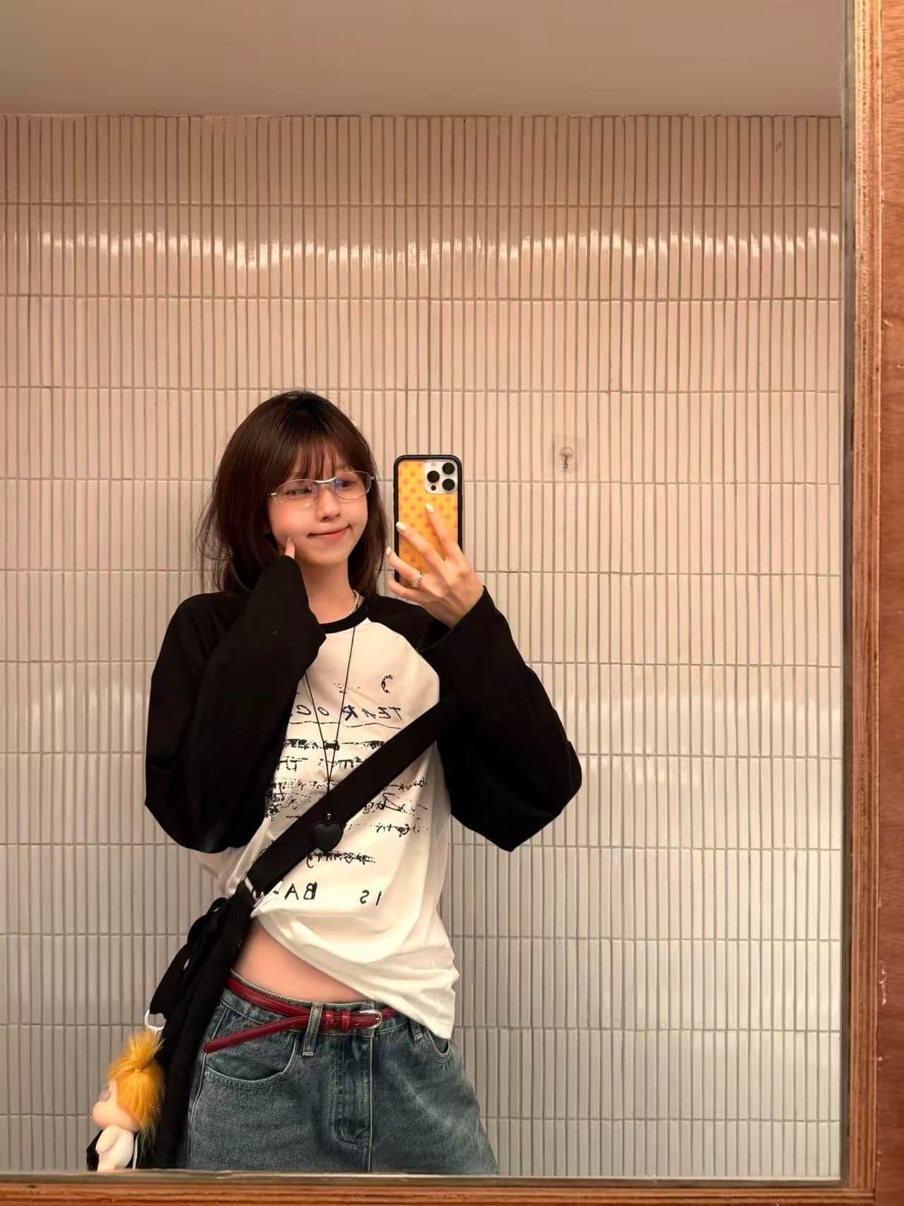 새로운 생방송 품질 삽입 어깨 소매 당겨서 기사 이후 패키지 칼라 알파벳 프린트 상세 이미지 13
