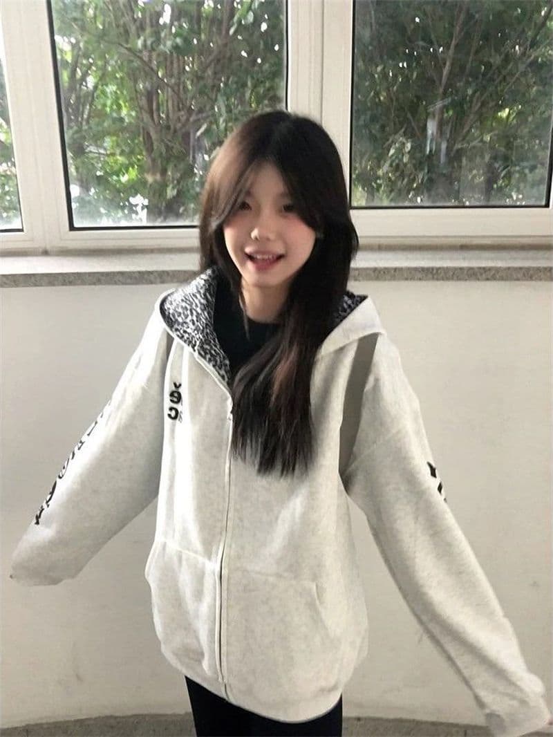 새로운 얇은 스타일 털이 있는 원본 솜씨 인사이드 그리기 자수 후드티 여성 이미지 2