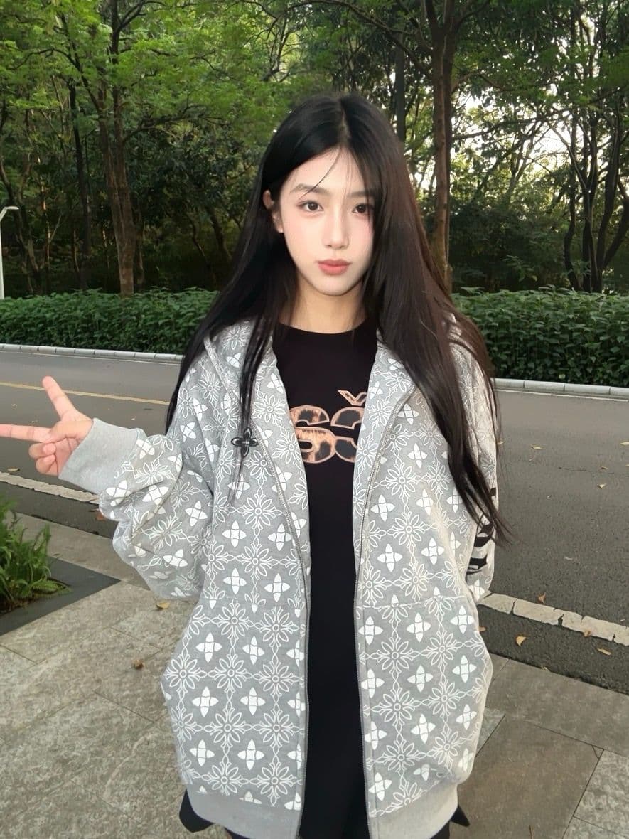 새로운 얇은 스타일 털이 있는 인사이드 그리기 원본 솜씨 프린트 후드 티 스웨터 여성