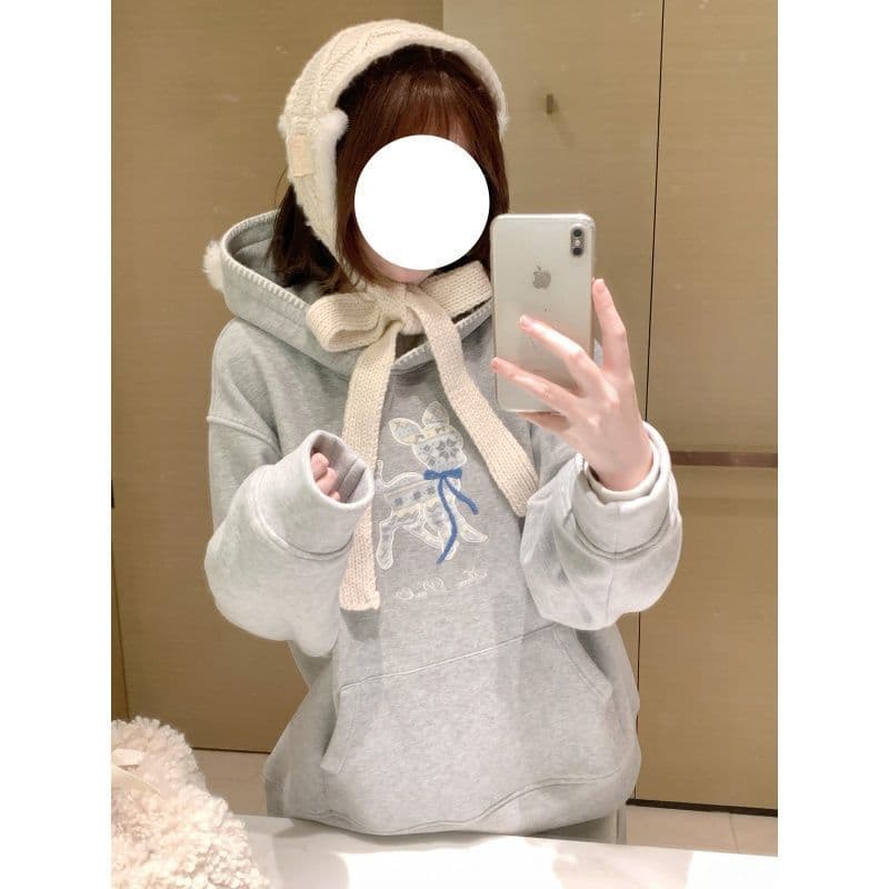 새로운 복잡한 은 여우 플러시 원본 자수 명중 조개 플리스 귀 요금 플러시 3 차원 상세 이미지 3