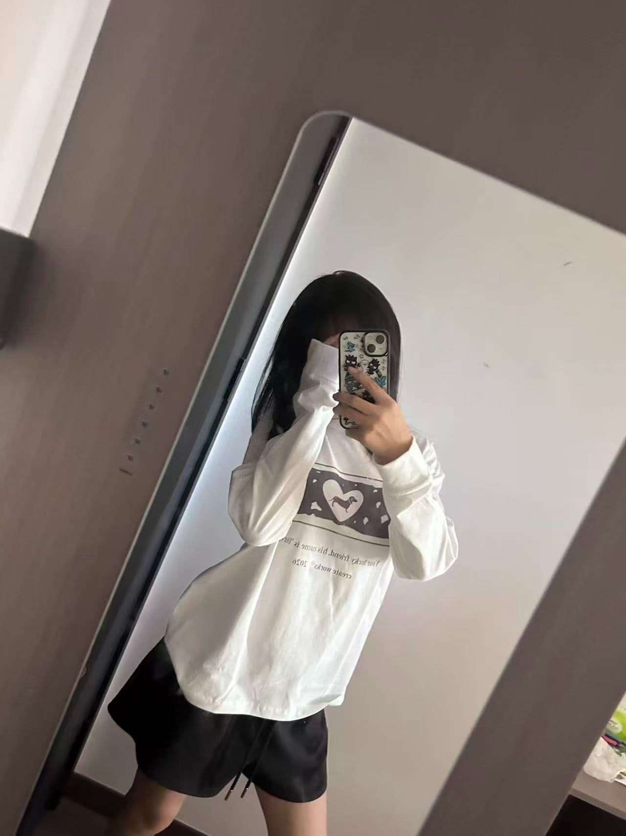 봄 가을 새로운 이후 패키지 칼라 긴팔 Luokou 티셔츠 개 프린트 맨위 상세 이미지 2