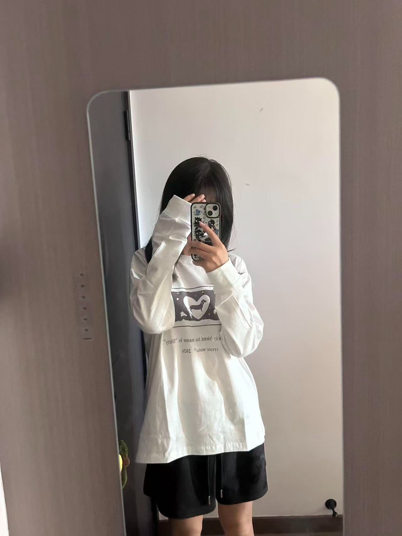 봄 가을 새로운 이후 패키지 칼라 긴팔 Luokou 티셔츠 개 프린트 맨위 상세 이미지 5