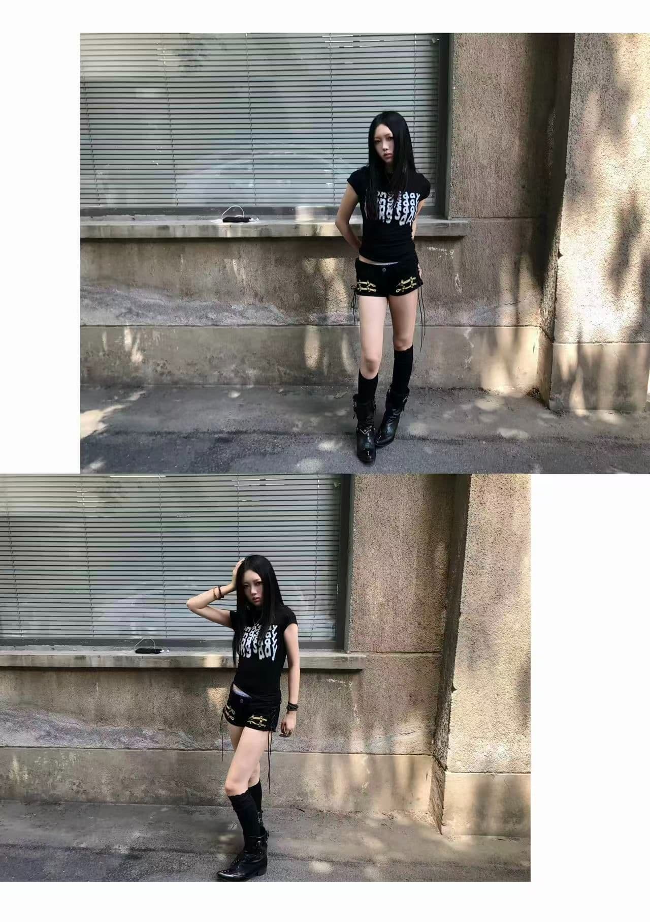 새로운 출처 생방송 품질 이후 패키지 칼라 신축성 몸매 가꾸기 알파벳 프린트 이미지 3