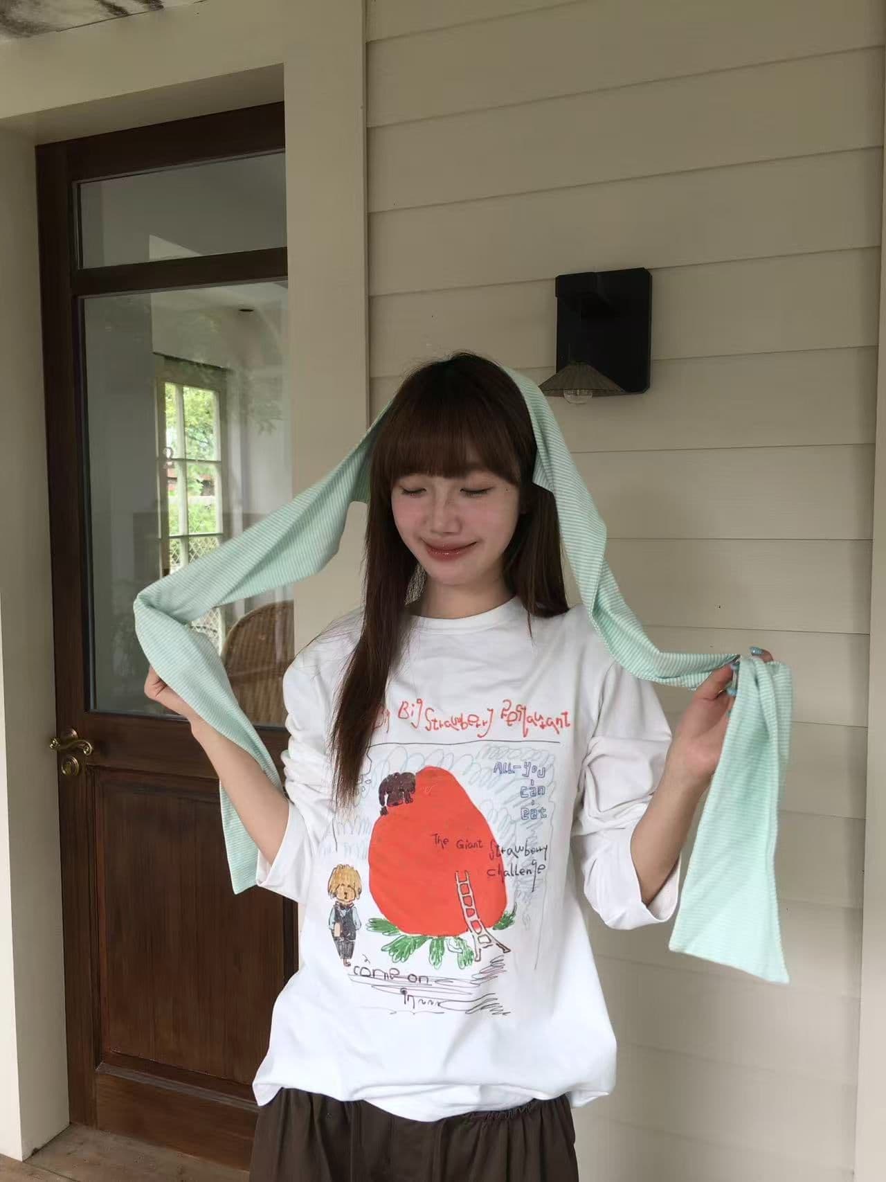 봄 가을 새로운 이후 패키지 칼라 긴팔 라운드 넥 티셔츠 낙서 프린트 맨위 상세 이미지 3