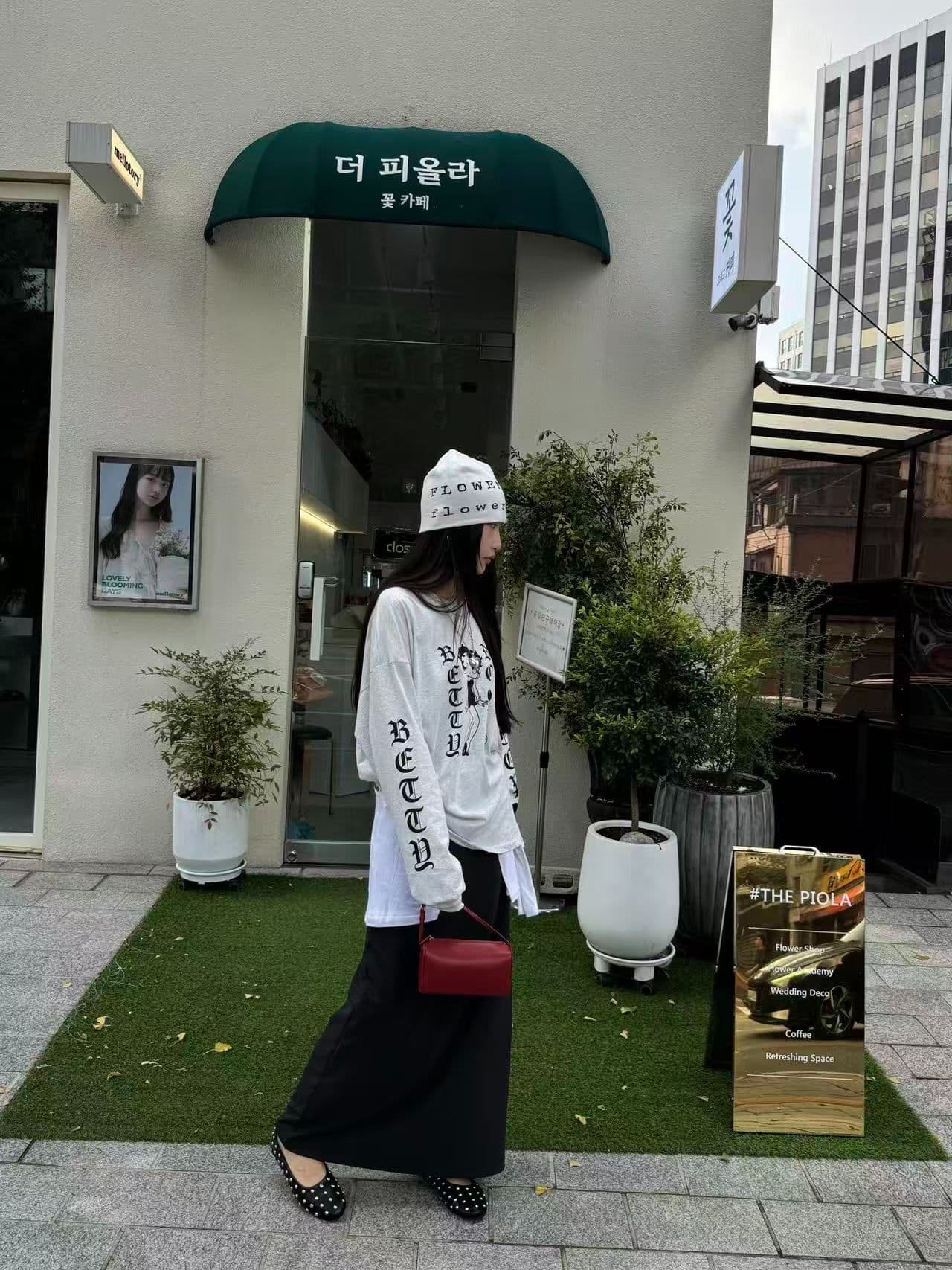 봄 가을 새로운 이후 패키지 칼라 긴팔 Luokou 티셔츠 프린트 소녀 이미지 4