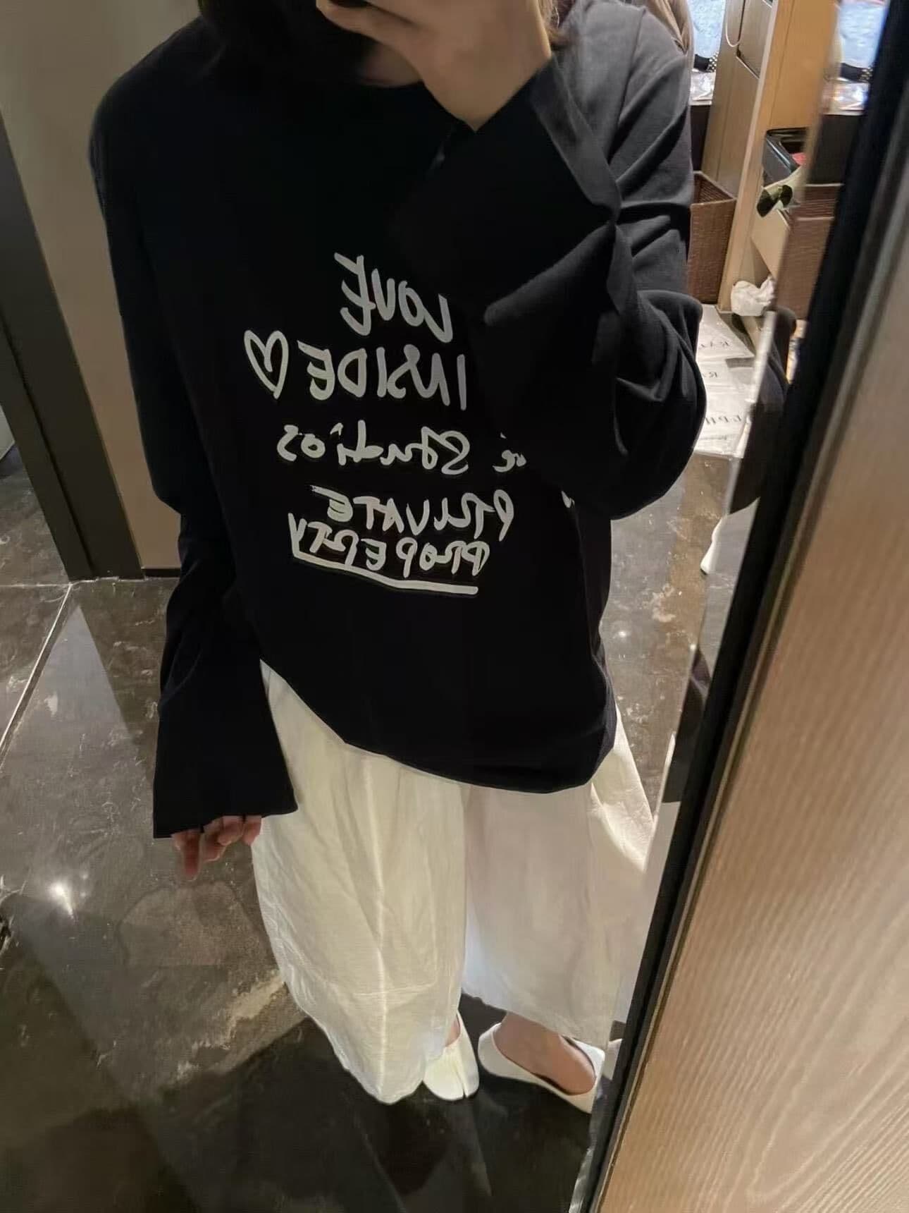 봄 가을 새로운 이후 패키지 칼라 긴팔 라운드 넥 티셔츠 알파벳 프린트 맨위 상세 이미지 8