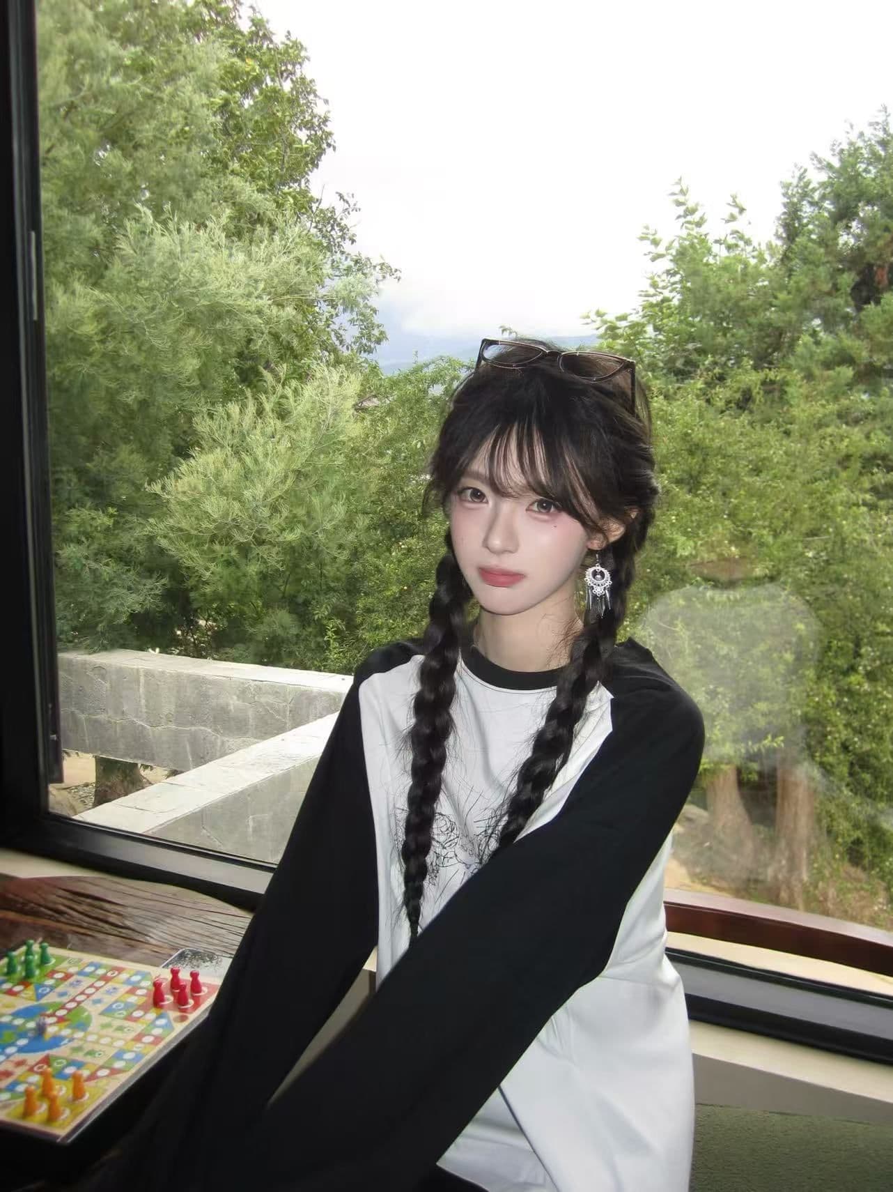 새로운 생방송 품질 삽입 어깨 소매 당겨서 기사 이후 패키지 칼라 천사 프린트 상세 이미지 2