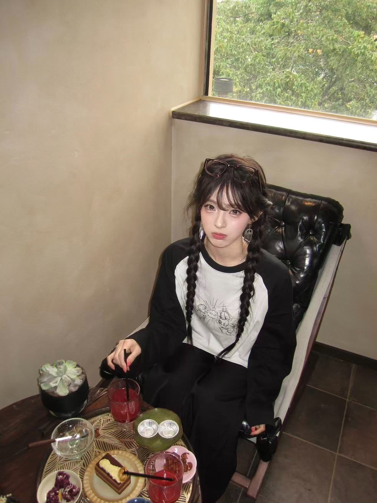 새로운 생방송 품질 삽입 어깨 소매 당겨서 기사 이후 패키지 칼라 천사 프린트 상세 이미지 3