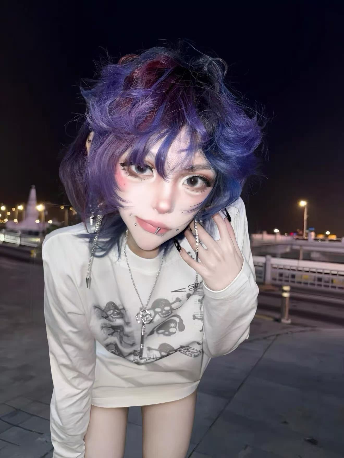 봄 가을 새로운 이후 패키지 칼라 긴팔 라운드 넥 티셔츠 해골 프린트