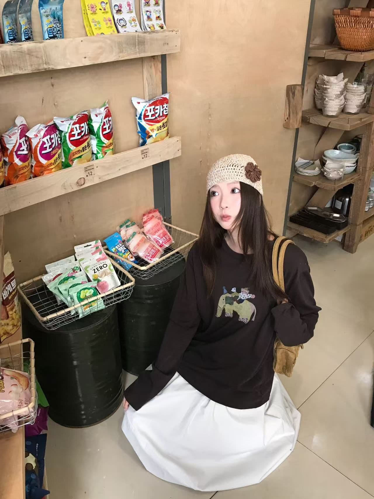 봄 가을 새로운 이후 패키지 칼라 긴팔 라운드 넥 티셔츠 만화 프린트 맨위 이미지 2
